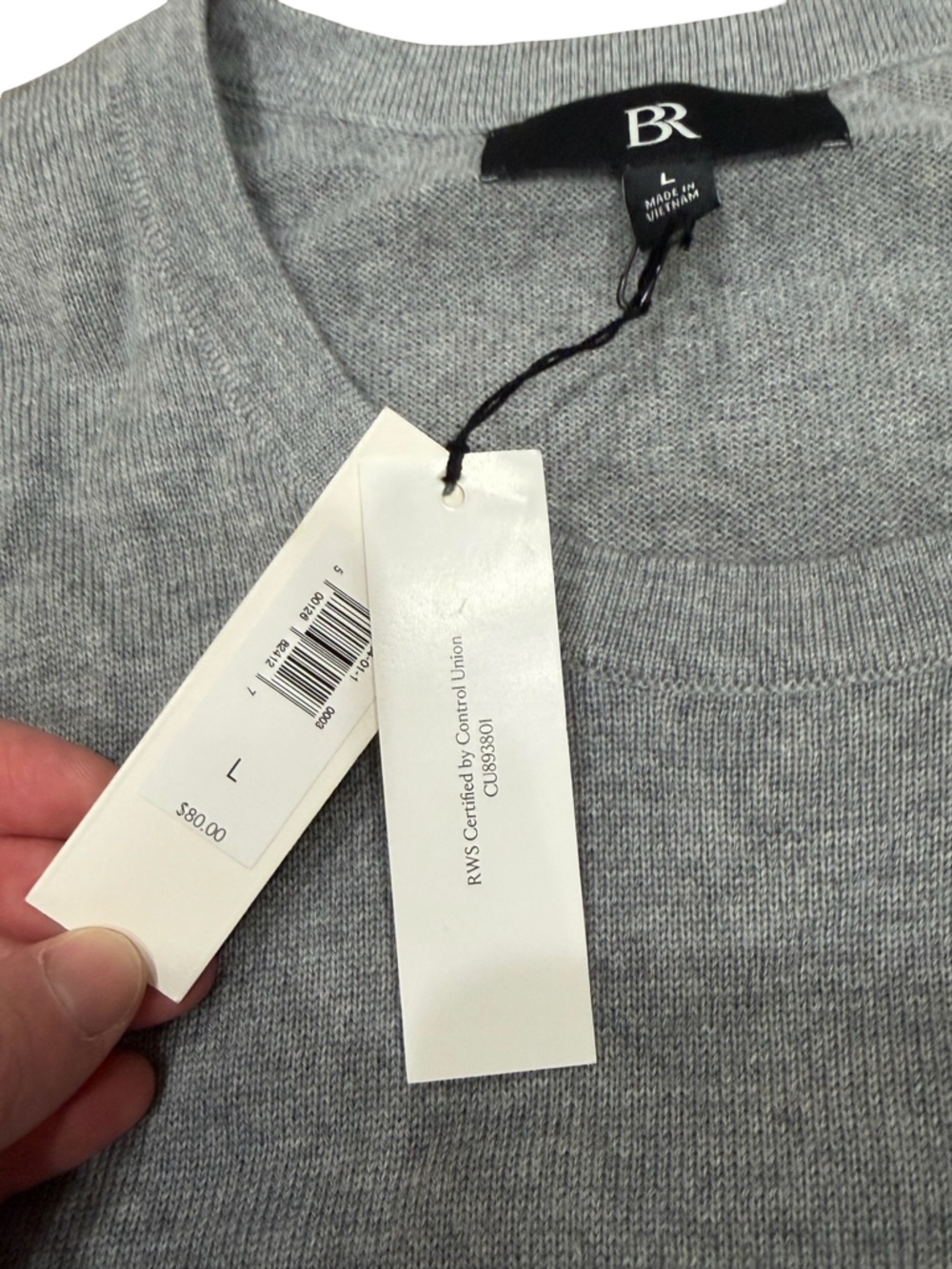 ✨ Banana Republic NWT Men's Merino Wool Crewneck Sweater Heather Gray Size L - Picture 5 of 11